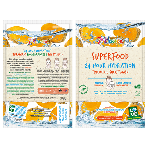 7th Heaven Superfood 24 Hour Hydration Turmeric Sheet Mask