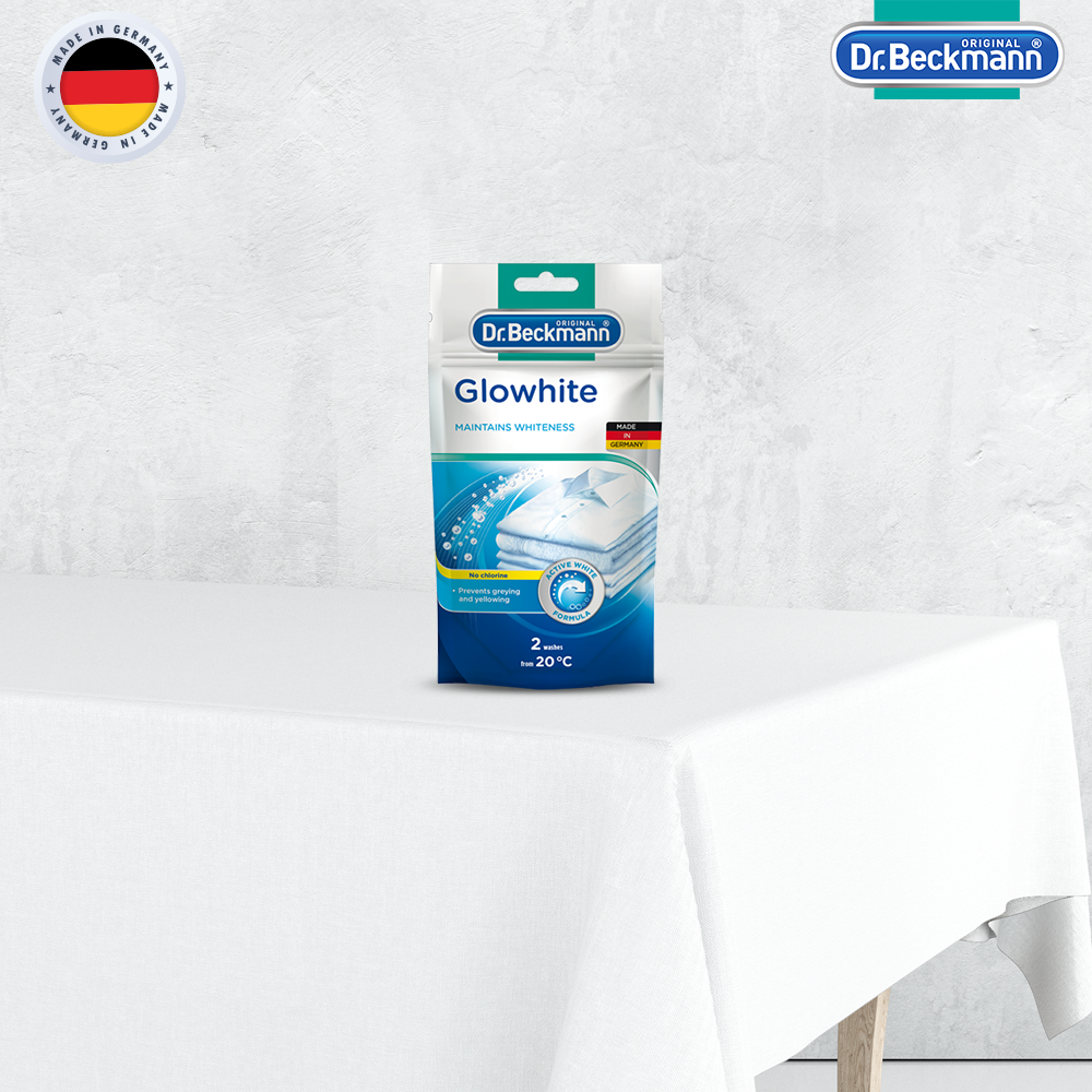 For yellowed laundry, Dr. Beckmann Super White is the perfect solution to  maintain the radiance of white fabrics