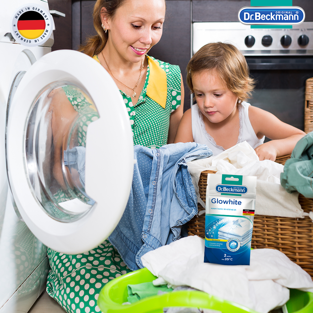 For yellowed laundry, Dr. Beckmann Super White is the perfect solution to  maintain the radiance of white fabrics