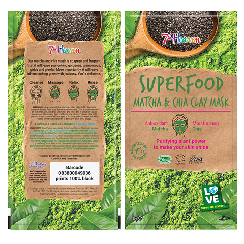 7th Heaven Superfood Matcha & Chia Seeds Clay Face Mask, 10g